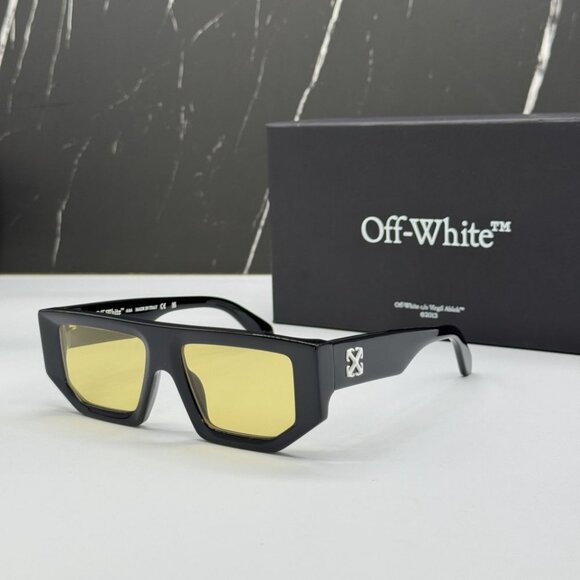 NEW OFF-WHITE OERI13F VANCOUVER 1018 SUNGLASSES UNISEX BLACK SQUARE EYEWEAR - Picture 2 of 12
